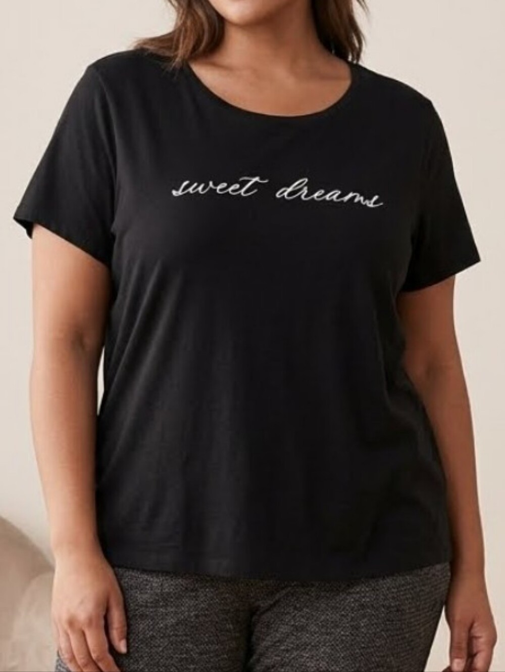 Victoria's Secret Sweet Dreams Black  Metallic Silver Print Graphic Tee